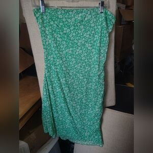 No Boundaries Green Strapless Floral Dress
